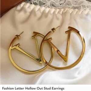 Fashion Letter Hollow Out Stud Earrings